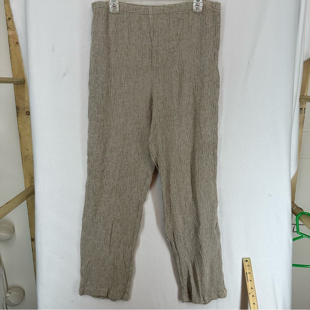 Eileen Fisher Crinkle Rayon‎ Linen Aegnck New Basic Pants L Beige